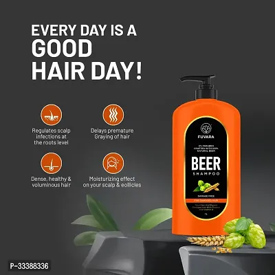 FUVARA Beer shampoo For Damaged hair For Damage Fee Hair Crafted with Natural Beer 1 liter-thumb2