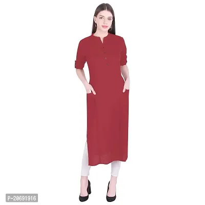 Faunashaw Women Cotton Solid Staright Kurti-thumb0