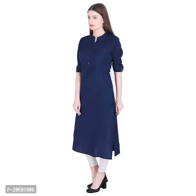 Faunashaw Women Cotton Solid Staright Kurti-thumb3