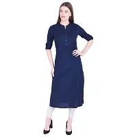 Faunashaw Women Cotton Solid Staright Kurti-thumb1