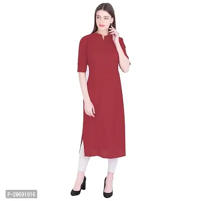 Faunashaw Women Cotton Solid Staright Kurti-thumb4