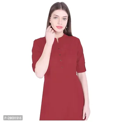 Faunashaw Women Cotton Solid Staright Kurti-thumb2