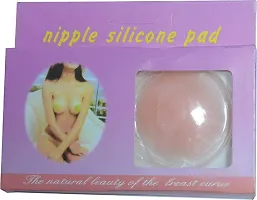 DIKKLATE Women's Reusable Nipple Cover - Silicone Nipple Cover Bra Pad - Adhesive Reusable Nipple Pads - Thin Silicone Nipple Cover Pasties (Pack of 3) Beige-thumb2