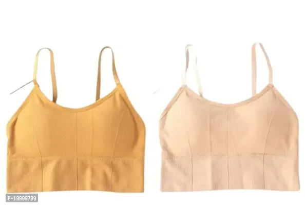 DIKKLATE Women Lightly Padded Non-Wired Bra (Sports,Gym Exercise,Fitness,Yoga) Yellow-Beige