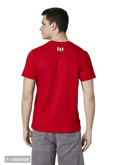 Merlot Round Neck Text Print Red Color T-Shirt for Men-thumb5