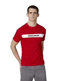 Merlot Round Neck Text Print Red Color T-Shirt for Men-thumb3