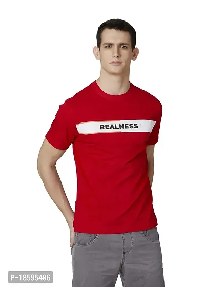 Merlot Round Neck Text Print Red Color T-Shirt for Men-thumb4