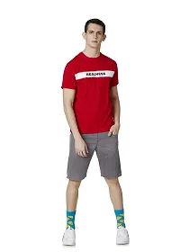 Merlot Round Neck Text Print Red Color T-Shirt for Men-thumb2