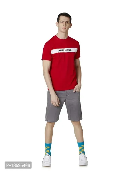 Merlot Round Neck Text Print Red Color T-Shirt for Men-thumb3