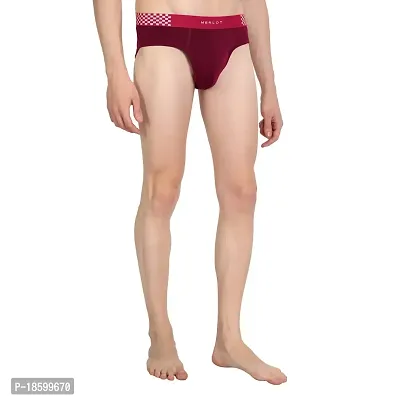 Merlot Solid Cotton Briefs for Men | Elastane Stretch Solid Brief with Ultrasoft Waistband Solid Briefs for Men-thumb5