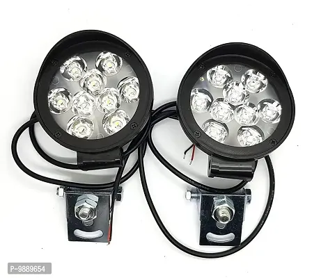 PremiumWaterproof 9 Round Cap LED Fog Light Head Lamp for Yamaha FZS 25, Set of 2, Free On Off Switch-thumb2