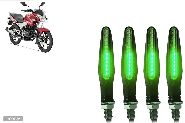 PremiumKtm Style Sleek Pencil Type Green LED Indicators for Bike Motorcycle Turn Signal Blinkers Light Suitable for Bajaj Discover 125 ST, Pack of 4, Green