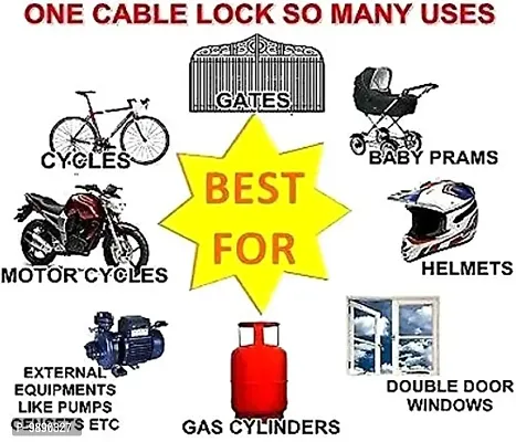 PremiumBike Number Lock 4 Digit/Helmet Lock/Steel Cable Lock/Bicycle Cycle Lock for Royal Enfield Classic Chrome-thumb2