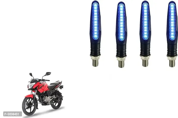 PremiumKTM Style Sleek Pencil Type Blue LED Indicators for Bike Motorcycle Turn Signal Blinkers Light Suitable for Bajaj Pulsar 135 LS, Pack of 4, Blue