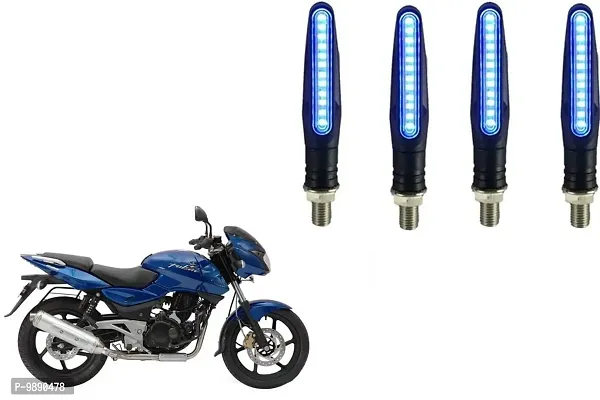 PremiumKTM Style Sleek Pencil Type Blue LED Indicators for Bike Motorcycle Turn Signal Blinkers Light Suitable for Bajaj Pulsar 220 S, Pack of 4, Blue-thumb0