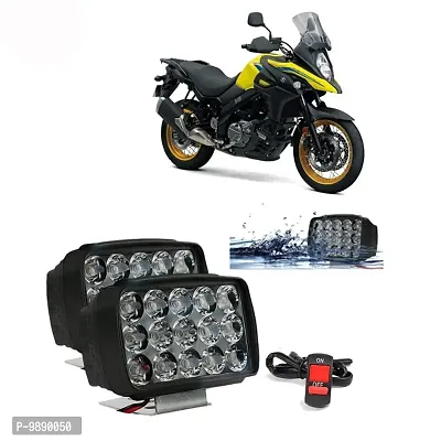 PremiumShillon 15 LED Fog Light Mirror Mount Driving Spot Lamp with On/Off Switch for Suzuki V-Strom 1000, Black, Pack of 2