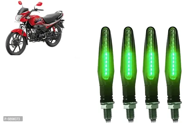 PremiumKtm Style Sleek Pencil Type Green LED Indicators for Bike Motorcycle Turn Signal Blinkers Light Suitable for Hero Passion Pro, Pack of 4, Green