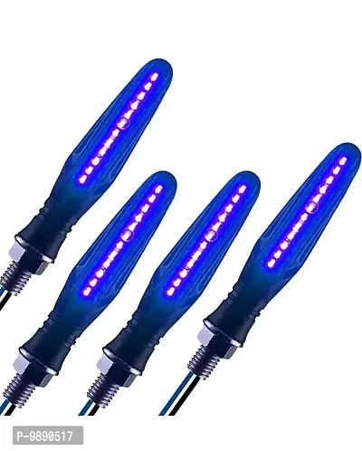 PremiumKTM Style Sleek Pencil Type Blue LED Indicators for Bike Motorcycle Turn Signal Blinkers Light Suitable for Honda CB650 R, Pack of 4, Blue-thumb2