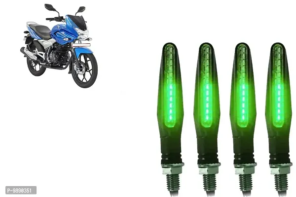 PremiumKtm Style Sleek Pencil Type Green LED Indicators for Bike Motorcycle Turn Signal Blinkers Light Suitable for Bajaj Discover 150 F, Pack of 4, Green-thumb0