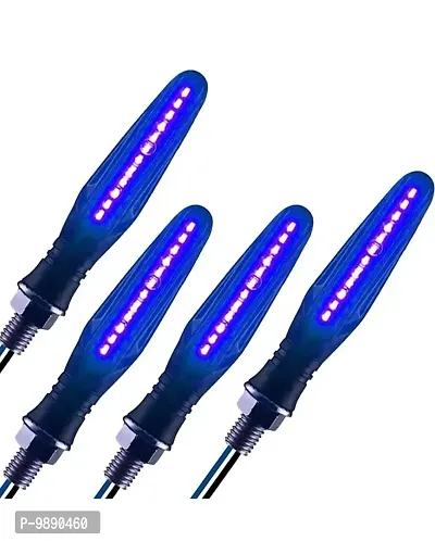 PremiumKTM Style Sleek Pencil Type Blue LED Indicators for Bike Motorcycle Turn Signal Blinkers Light Suitable for Bajaj Discover 150 F, Pack of 4, Blue-thumb2