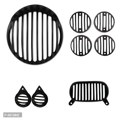 Bullet Headlight Plastic Grill Set for Royal Enfield Classic 350/500 - Pack of 8-thumb0