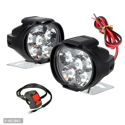 nbsp;6 LED Silone Waterproof Fog Light Pack Of 2 with on/off Handlebar Switch for All Bikes And Cars-thumb0