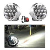 12 Led Small Motorcycle All Bikes And Cars Led Fog Lights Round Fog Lamp Assembles Pack Of 2 With Switch-thumb2