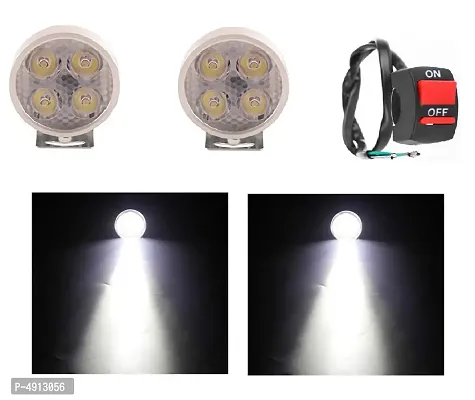 4 Led Small Motorcycle All Bikes And Cars Led Fog Lights Round Fog Lamp Assembles Pack Of 2 With Switch-thumb0