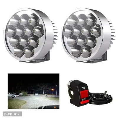 12 Led Small Motorcycle All Bikes And Cars Led Fog Lights Round Fog Lamp Assembles Pack Of 2 With Switch-thumb0