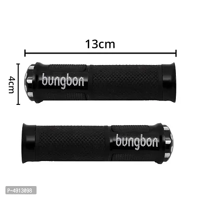 Bungbon Rubber  Plastic Bike Comfort Riding Soft Handle Grip Covers for All Bikes And Scooty (Black Colour) (Set of 2)-thumb3