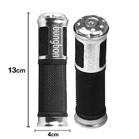 Bungbon Rubber  Plastic Bike Comfort Riding Soft Handle Grip Covers for All Bikes And Scooty (Silver Colour) (Set of 2)-thumb2