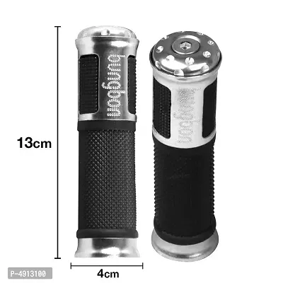 Bungbon Rubber  Plastic Bike Comfort Riding Soft Handle Grip Covers for All Bikes And Scooty (Silver Colour) (Set of 2)-thumb3