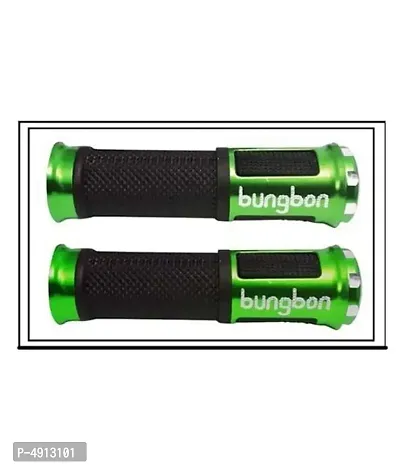 Bungbon Rubber  Plastic Bike Comfort Riding Soft Handle Grip Covers for All Bikes And Scooty (Green Colour) (Set of 2)-thumb2