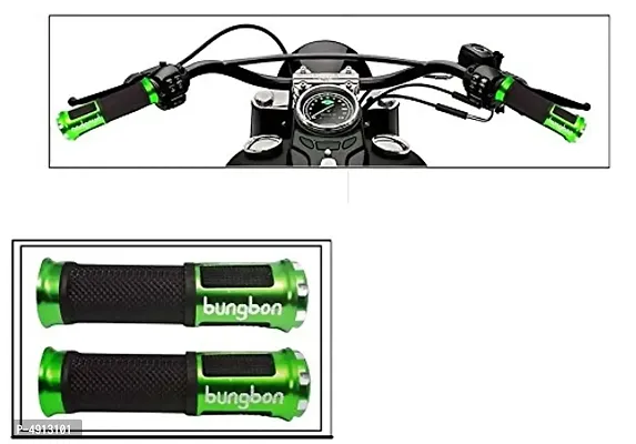 Bungbon Rubber  Plastic Bike Comfort Riding Soft Handle Grip Covers for All Bikes And Scooty (Green Colour) (Set of 2)