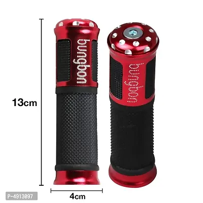 Bungbon Rubber  Plastic Bike Comfort Riding Soft Handle Grip Covers for All Bikes And Scooty (Red Colour) (Set of 2)-thumb2