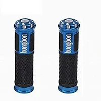 Bungbon Rubber  Plastic Bike Comfort Riding Soft Handle Grip Covers for All Bikes And Scooty (Blue Colour) (Set of 2)-thumb1