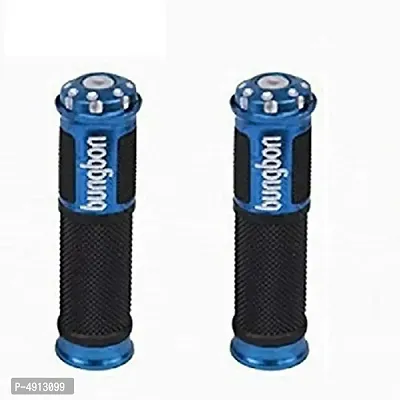 Bungbon Rubber  Plastic Bike Comfort Riding Soft Handle Grip Covers for All Bikes And Scooty (Blue Colour) (Set of 2)-thumb2