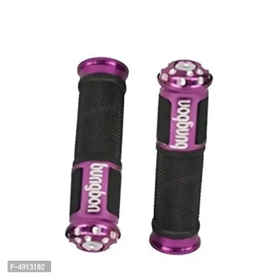Bungbon Rubber  Plastic Bike Comfort Riding Soft Handle Grip Covers for All Bikes And Scooty (Purple Colour) (Set of 2)-thumb2