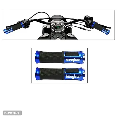 Bungbon Rubber  Plastic Bike Comfort Riding Soft Handle Grip Covers for All Bikes And Scooty (Blue Colour) (Set of 2)