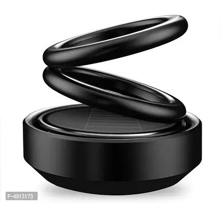 Cartonics Solar Car Fragrance Double Ring Rotating Car Aromatherapy Car Air Fresher Perfume  (Black)-thumb0
