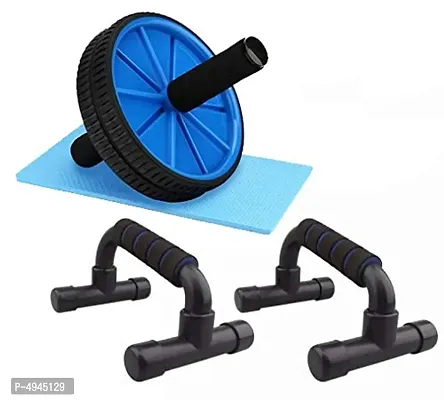 Push Up Muscular Training Workout Pushup Bar Appliance Push Up Stands with Abs Roller-thumb0