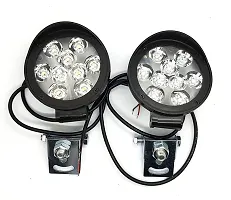 PremiumWaterproof 9 Round Cap LED Fog Light Head Lamp for Hero Dare, Set of 2, Free On Off Switch-thumb1