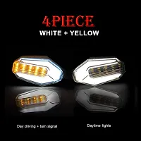 Premium U Shape Front Rear Side Indicator LED Blinker Light for Bajaj Discover 125T, White and Yellow, Pack of 4-thumb3