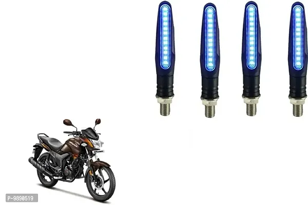 PremiumKTM Style Sleek Pencil Type Blue LED Indicators for Bike Motorcycle Turn Signal Blinkers Light Suitable for Hero Hunk, Pack of 4, Blue