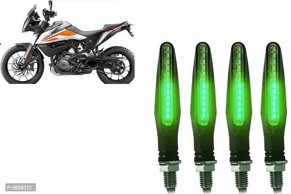 PremiumKtm Style Sleek Pencil Type Green LED Indicators for Bike Motorcycle Turn Signal Blinkers Light Suitable for KTM 390 Adventure, Pack of 4, Green