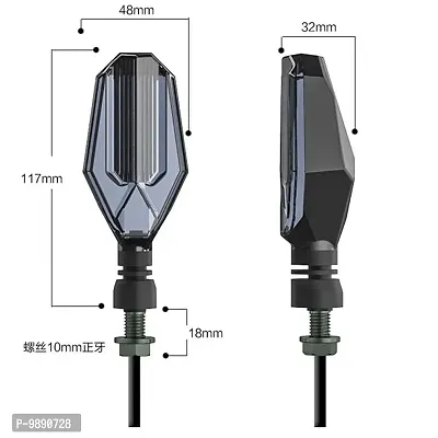 Premium U Shape Front Rear Side Indicator LED Blinker Light for Bajaj V12, White and Yellow, Pack of 4-thumb2