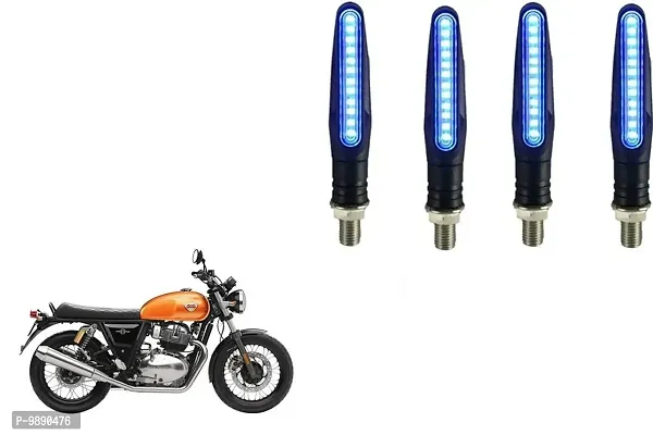 PremiumKTM Style Sleek Pencil Type Blue LED Indicators for Bike Motorcycle Turn Signal Blinkers Light Suitable for Royal Enfield Interceptor 650, Pack of 4, Blue-thumb0