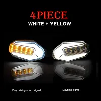 Premium U Shape Front Rear Side Indicator LED Blinker Light for Suzuki Gixxer, White and Yellow, Pack of 4-thumb3