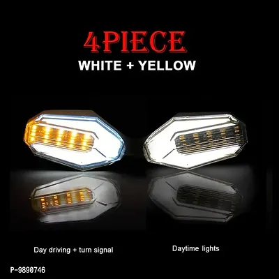 Premium U Shape Front Rear Side Indicator LED Blinker Light for Suzuki Gixxer, White and Yellow, Pack of 4-thumb4