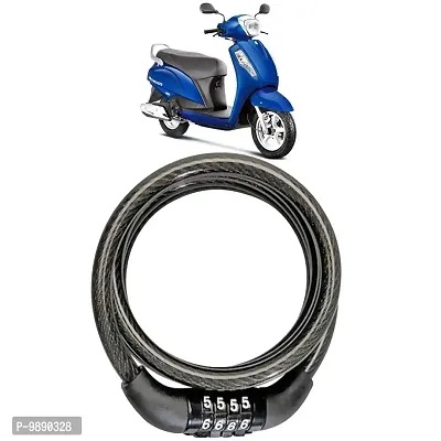 PremiumBike Number Lock 4 Digit/Helmet Lock/Steel Cable Lock/Bicycle Cycle Lock for Suzuki Access
